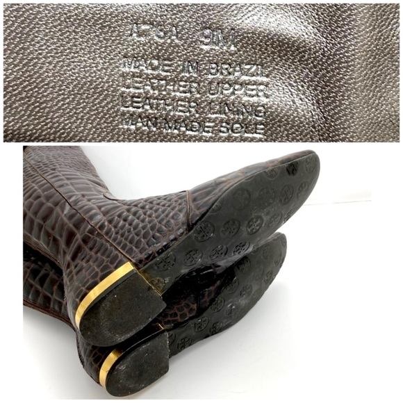 TORY Burch Croco Embossed Leather Knees-high Riding Boot in Brown - Picture 11 of 11